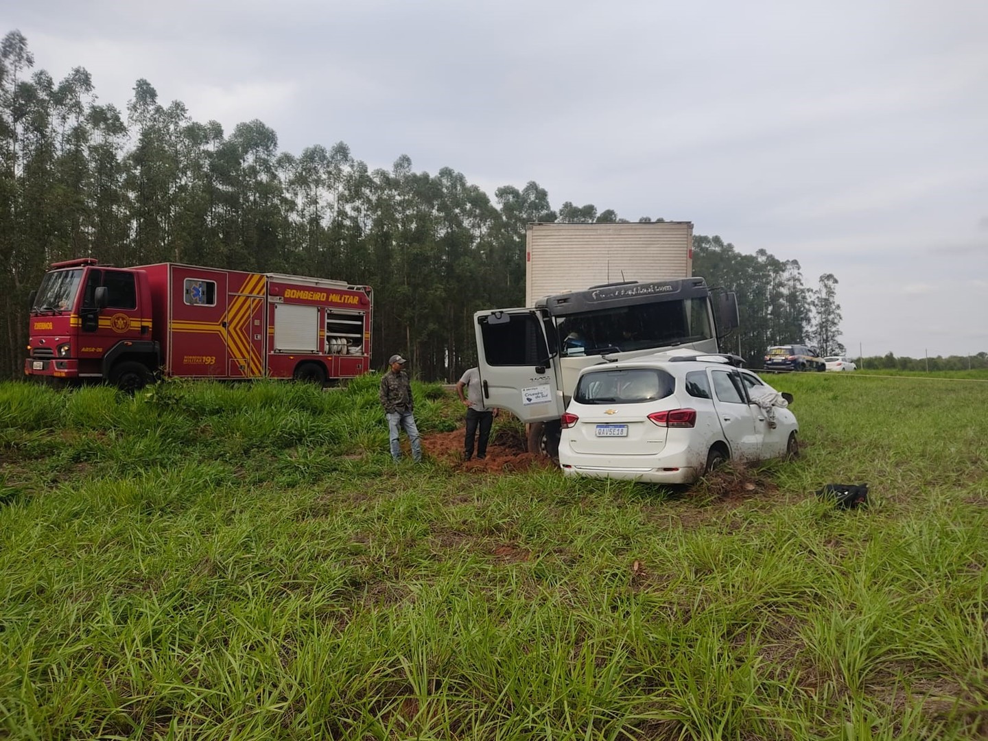 Motorista de caminhão faz ultrapassagem irregular, bate de frente com carro e deixa uma criança e três adultos mortos na BR 262 - Divulgação/PRF