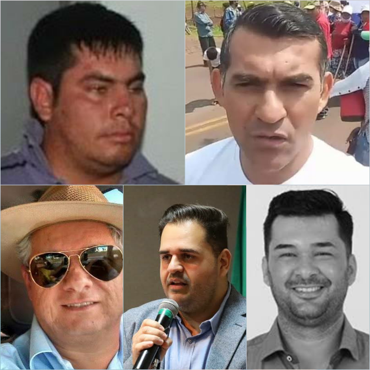 Márcio Ariel,  Néstor, Joanir, Farid e Hugo Leonardo, políticos assassinados na fronteira neste ano. - Foto: Arquivos pessoais