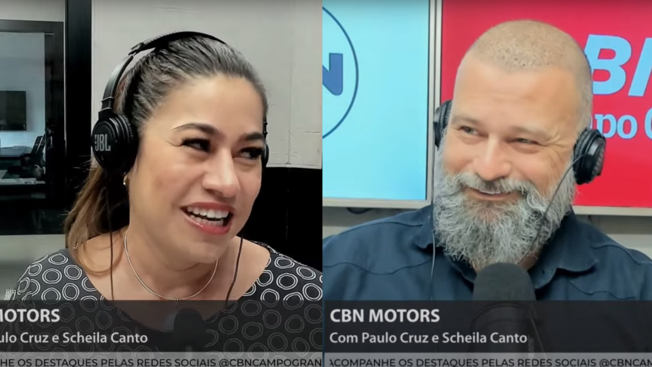 Paulo Cruz e Scheila Canto no estúdio da CBN neste sábado (15) - Foto: Reprodução/CBN-CG