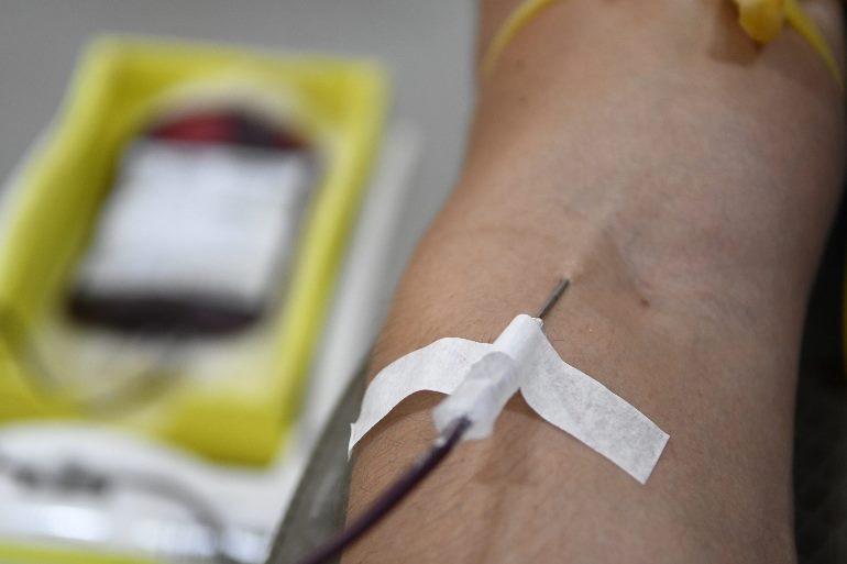 A média de sangue a ser doada é de 450ml.