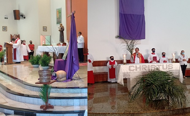 A celebração do Domingo de Ramos reuniu centenas de fieis.   - Reprodução