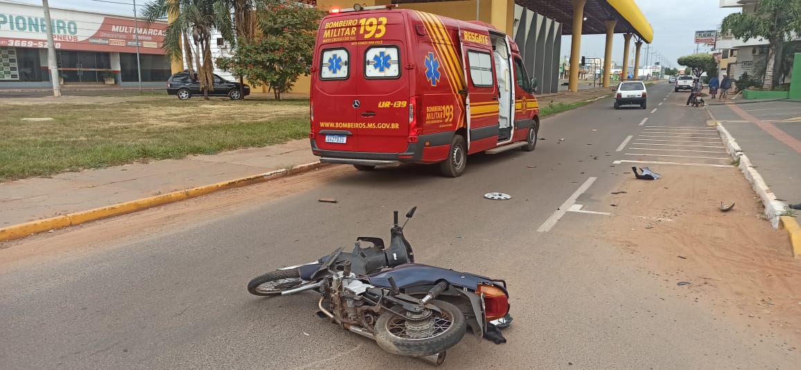 O condutor da motocicleta Honda Biz transitava sentido Norte-Sul - Corpo de Bombeiros-Paranaíba