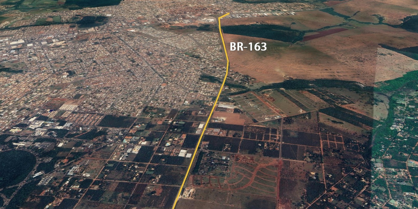 Trecho do anel rodoviário da BR-163 na região urbana de Campo Grande - Reprodução/Google Earth