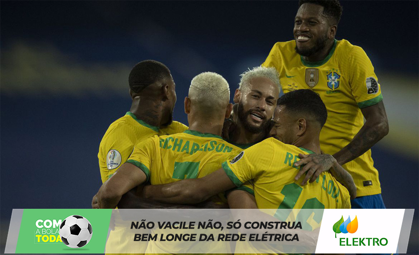 Alex Sandro, Neymar, Everton Ribeiro e Richarlison marcam - Lucas Figueiredo/CBF