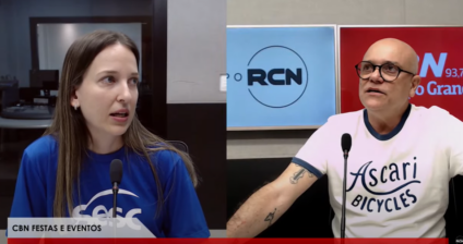 A analista do SESC, Camila Barbieri, durante entrevista com José Marques - Crédito: Fotoframe