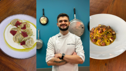 Chef Arthur Lucena posa ao lado dos pratos mais pedidos de seu restaurante - Foto:Chef Paulo Machado