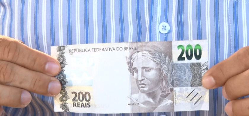 Nota de R$ 200,00 aplicada em golpe - Reprodução/TVCHD