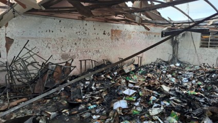 Escola ficou destruída, principalmente área administrativa - Foto: Divulgação