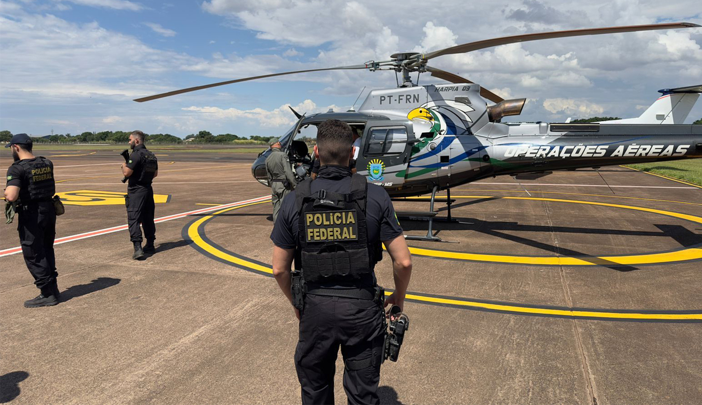 Helicóptero da Sejusp/MS realizou o transporte do preso até Campo Grande