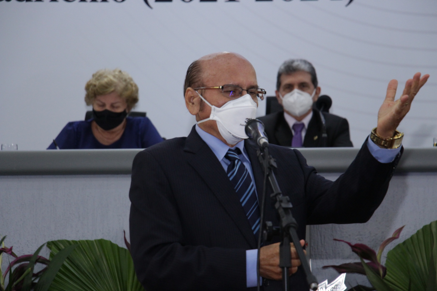 Vereador durante discurso de posse na Câmara - Reprodução