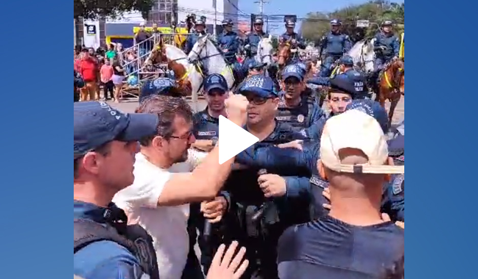 Deputado Pedro Kemp no momento do "empurra-empurra" - Reprodução/Vídeo CBN-CG