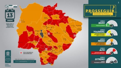 A divulgação do mapa atualiza o grau de risco dos 79 municípios - Divulgação A divulgação do mapa atualiza o grau de risco dos 79 municípios - Divulgação