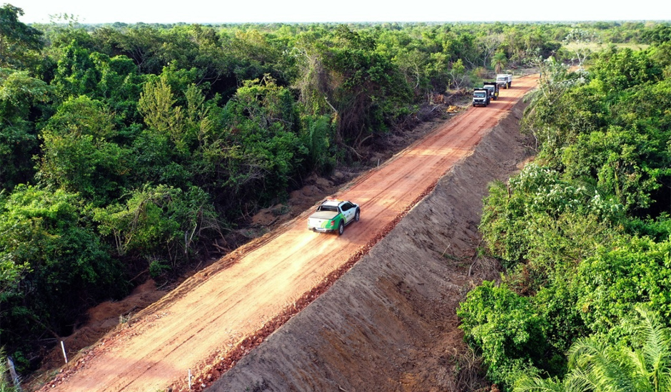 Estrada em obra na região pantaneira - Reprodução/Governo de MS