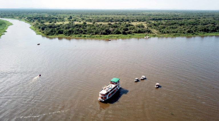 Navegação no rio está difícil com a falta de chuvas no Pantanal - Divulgação Semagro