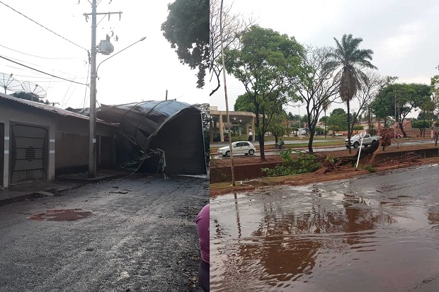 Telhado de borracharia atingiu residência na Cohab Santa Rita de Cássia - Reprodução