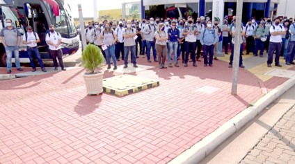 Manifestação > Realizada no mês passado na entrada da empresa - Arquivo/JP