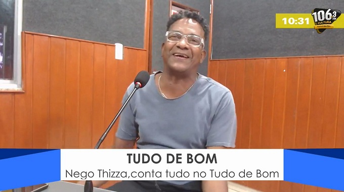 Nego Thizza, nos estúdios da Cultura FM, em entrevista ao Programa Tudo de Bom - Arquivo/Cultura FM