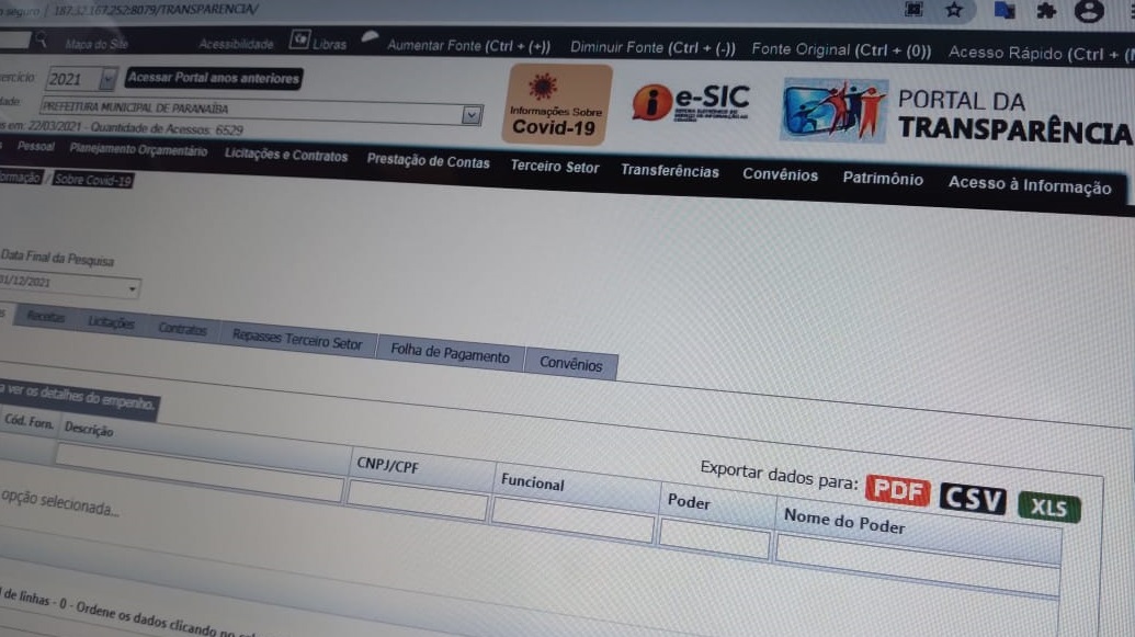 Portal da Transparência da covid-19 está sem dados - Talita Matsushita