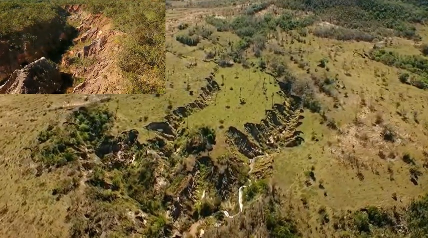 Processo de erosão abre 'vossorocas' no Alto Taquari - Reprodução/Documenta Pantanal