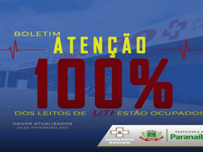 A Secretaria Municipal de Saúde de Paranaíba informou nesta quarta-feira (24) que a ocupação da Unidade de Terapia Intensiva (UTI) atingiu sua lotação máxima. - DIVULGAÇÃO