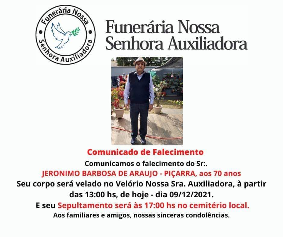 Comunicado da Funerária - Redes Sociais