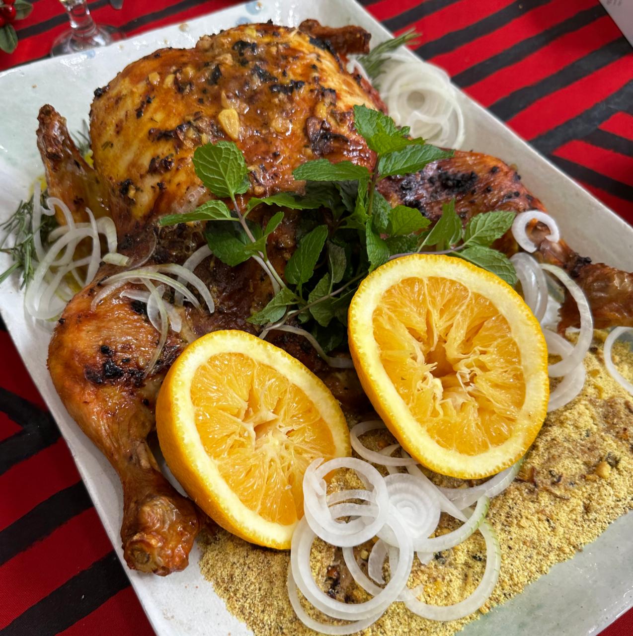 Frango assado com laranja - Foto: Paulo Machado