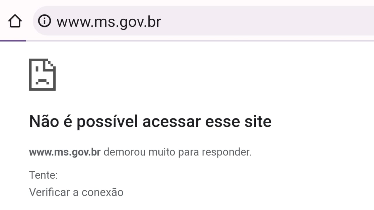 Todas as páginas virtuais do Governo do Estado estão sem acesso - Reprodução