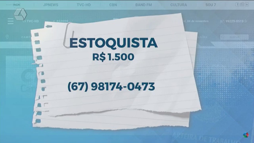 Os salários vão entre R$ 1.000,00 e R$ 1.550,00 - Divulgação/TVC