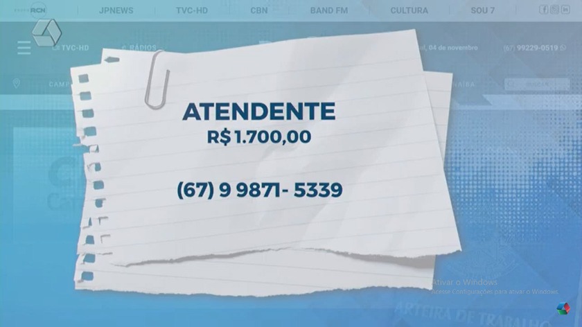 Os salários vão entre R$ 1.400,00 e R$ 1.750,00 - Divulgação/TVC