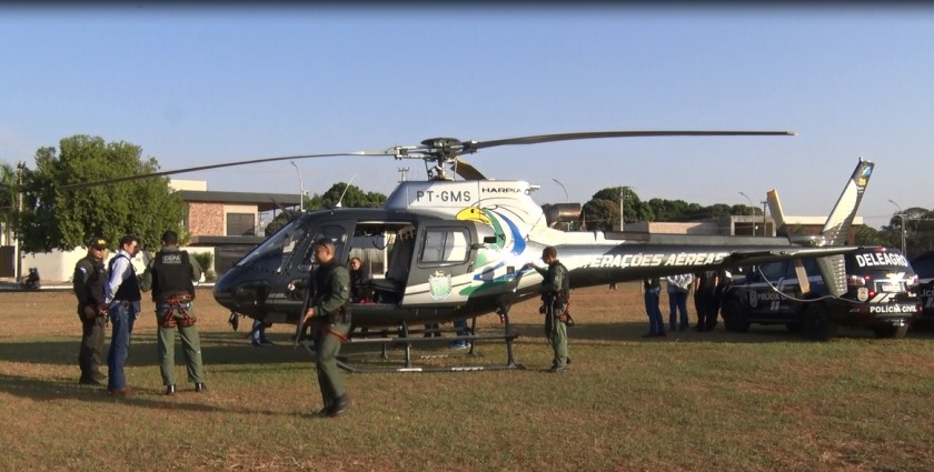 operação > Contou com um helicóptero e todo aparato da Polícia Civil de Mato Grosso do Sul - Divulgação