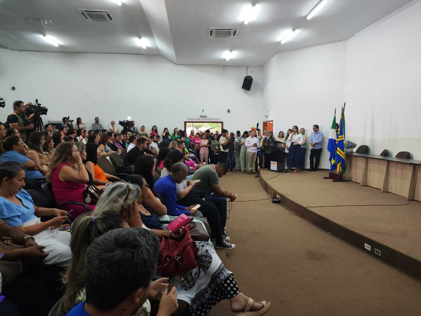 Prefeita Adriane Lopes durante evento de sanção do projeto de lei - Foto: Gerson Wassouf/ CBN-CG