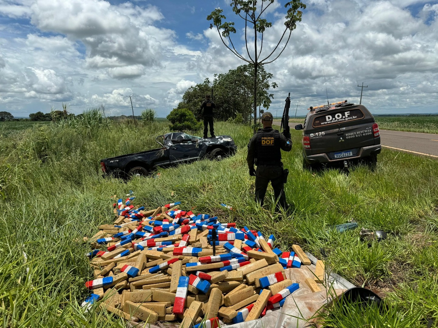 Droga apreendida durante ação dos militares em área rural de Maracaju