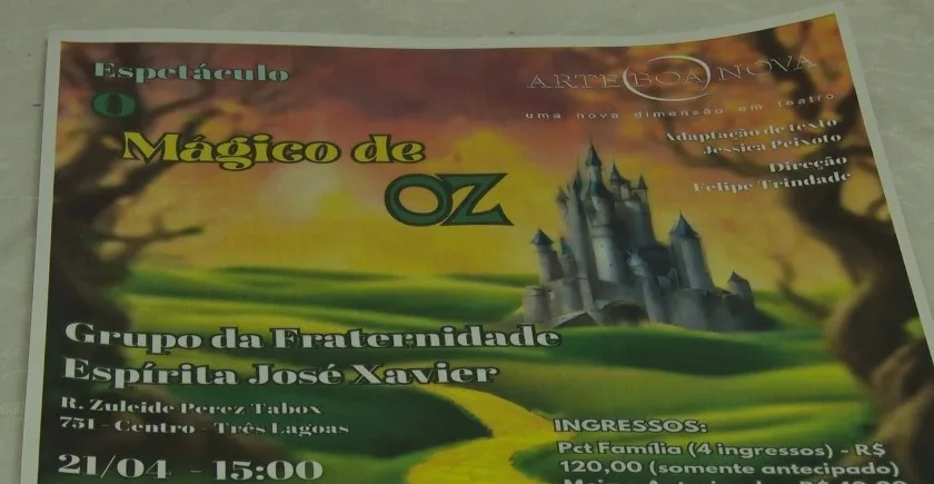 A apresentação do espetáculo "O mágico de Oz" será no dia 21 de abril, às 15h, em Três Lagoas - Foto: Reprodução/TVC