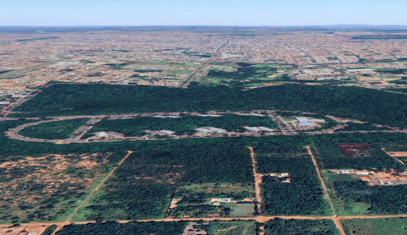 Vista aérea da Reserva Ecológica do Parque dos Poderes, na Capital - Foto: Reprodução/GoogleEarth2024