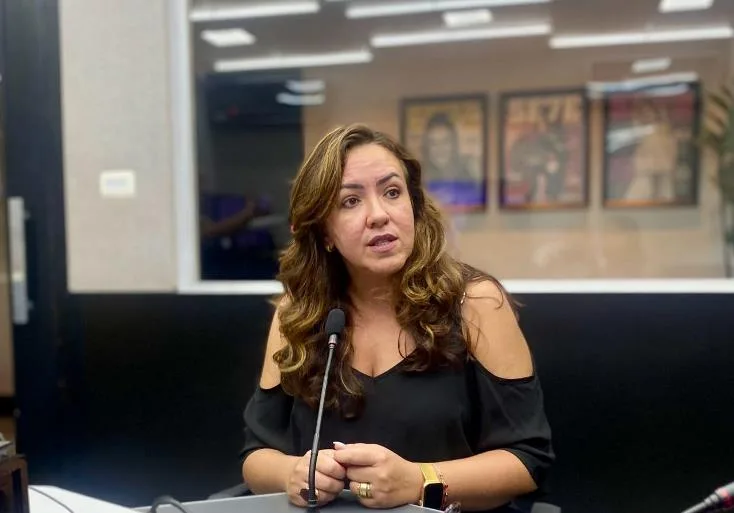 Sandra Amarilha em entrevista ao RCN Notícias. - Foto: Antonio Luiz/JPNews