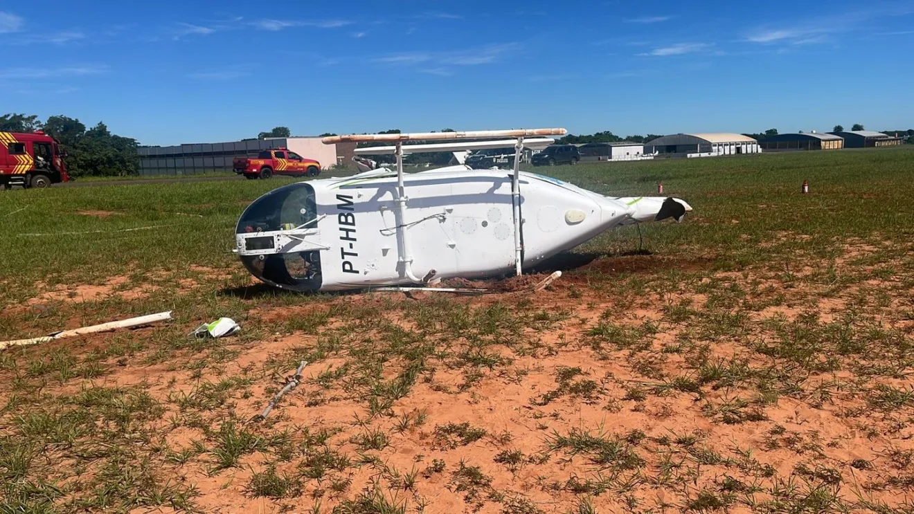 Aeronave tombou ao tocar em solo arenoso, próximo à cabeceira da pista - Foto: Divulgação/CBMMS