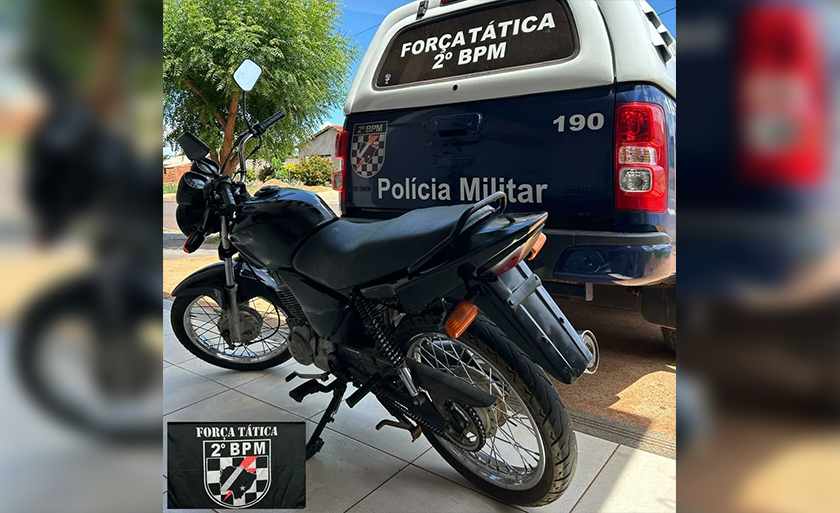 Moto teria sido furtada na frente de uma universidade particular e descaracterizada para despistar a Polícia Militar. - Foto: Divulgação/Polícia Militar