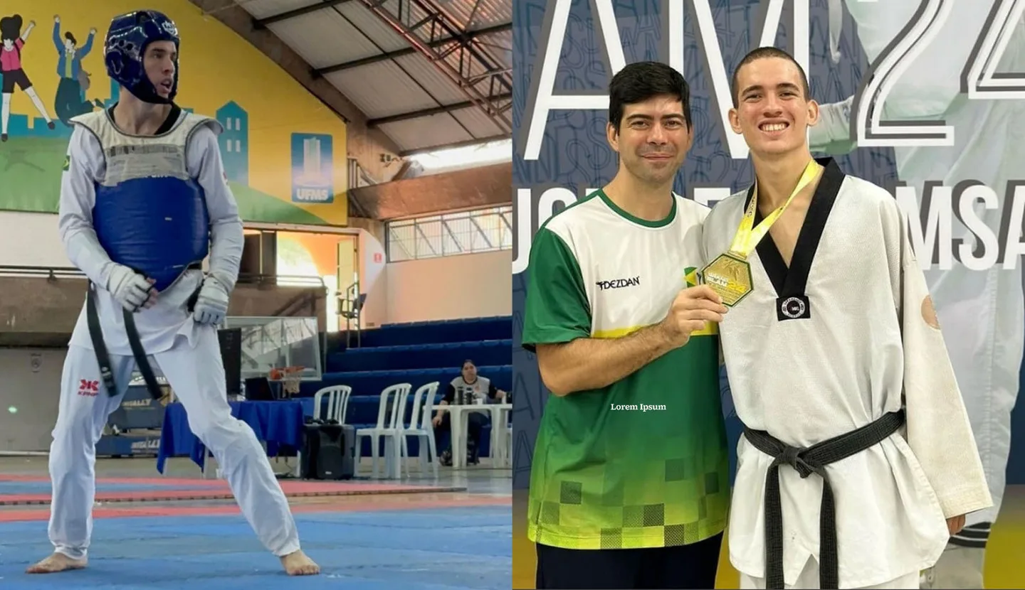 Atleta Luiz Felipe Aquino e o técnico Fábio Costa - Fotos: Redes Sociais/Luiz Aquino