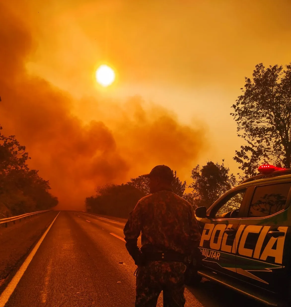 Militares do Corpo de Bombeiros e brigadistas do PrevFogo estão na região trabalhando no combate ao fogo - Foto: Reprodução/ PRM