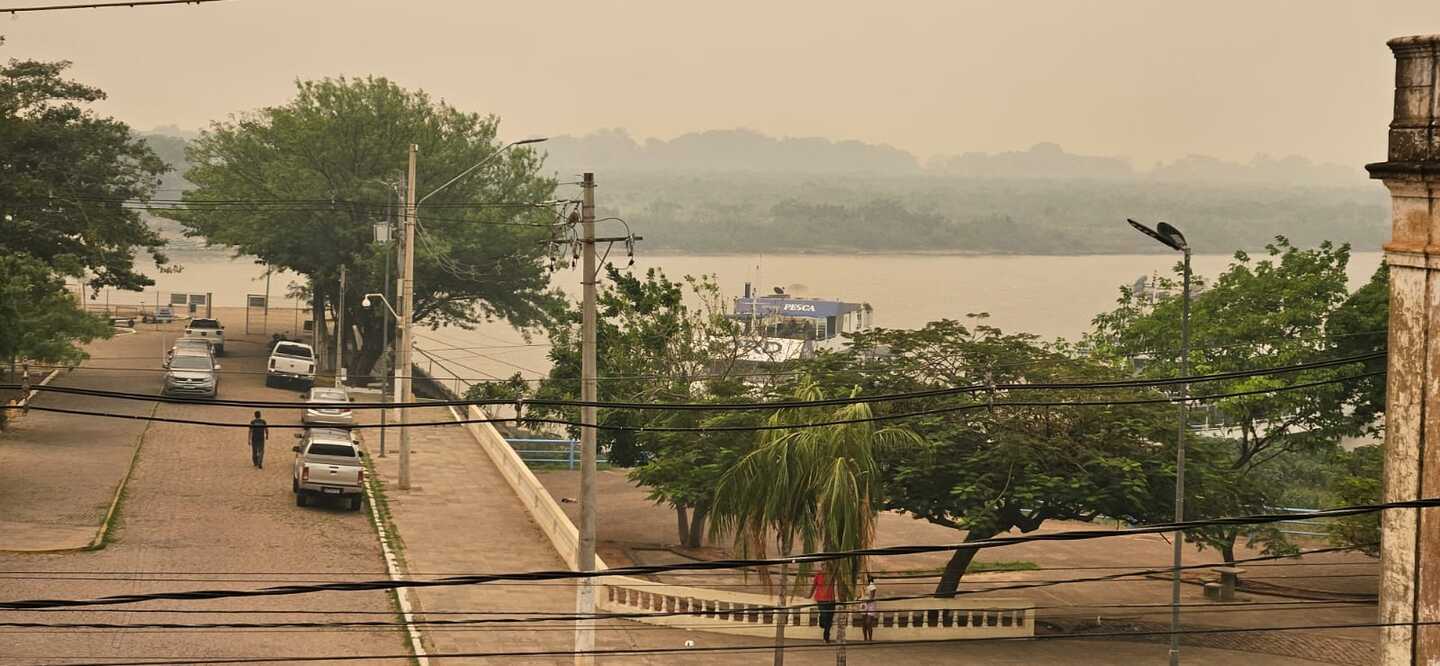 Porto Geral de Corumbá está coberto por fumaça - Foto: Reprodução