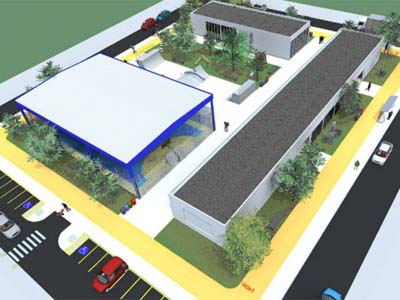 Modelo de um dos três projetos da Praça -