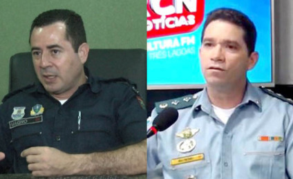 James Magno (à esq) foi promovido a coronel e o major Ênio de Souza  assumiu função de comandante da PM - Montagem/Arquivo