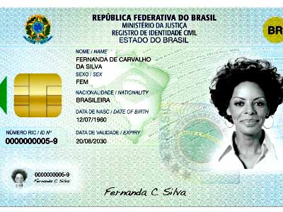 Lado da frente do novo documento de indentidade -