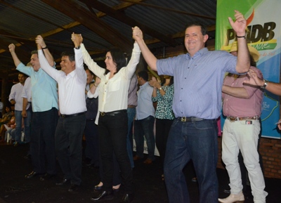 Eduardo Rocha, Simone Tebet e Nelson Trad, no encontro realizado no Parque de Exposição -