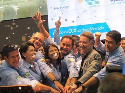 Eike Batista em cerimônia de entrada da CCX no Novo Mercado Bovespa -