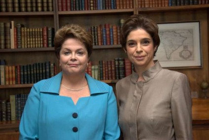 Dilma e Renata Lo Prete após entrevista realizada em 2014 - Gabriel Souto/Divulgação