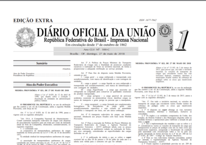Reprodução da edição extra do DOU de 27 de maio