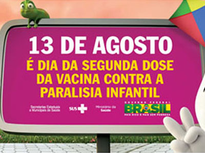 A divulgação para mobilização contra pólio começou nos canais de televisão no dia 7 de agosto -