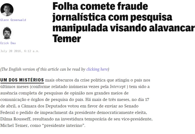 Datafolha admite que houve imprecisão em pesquisa sobre Temer
