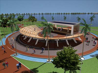 Projeto do centro poliesportivo que será construído na Lagoa Maior -